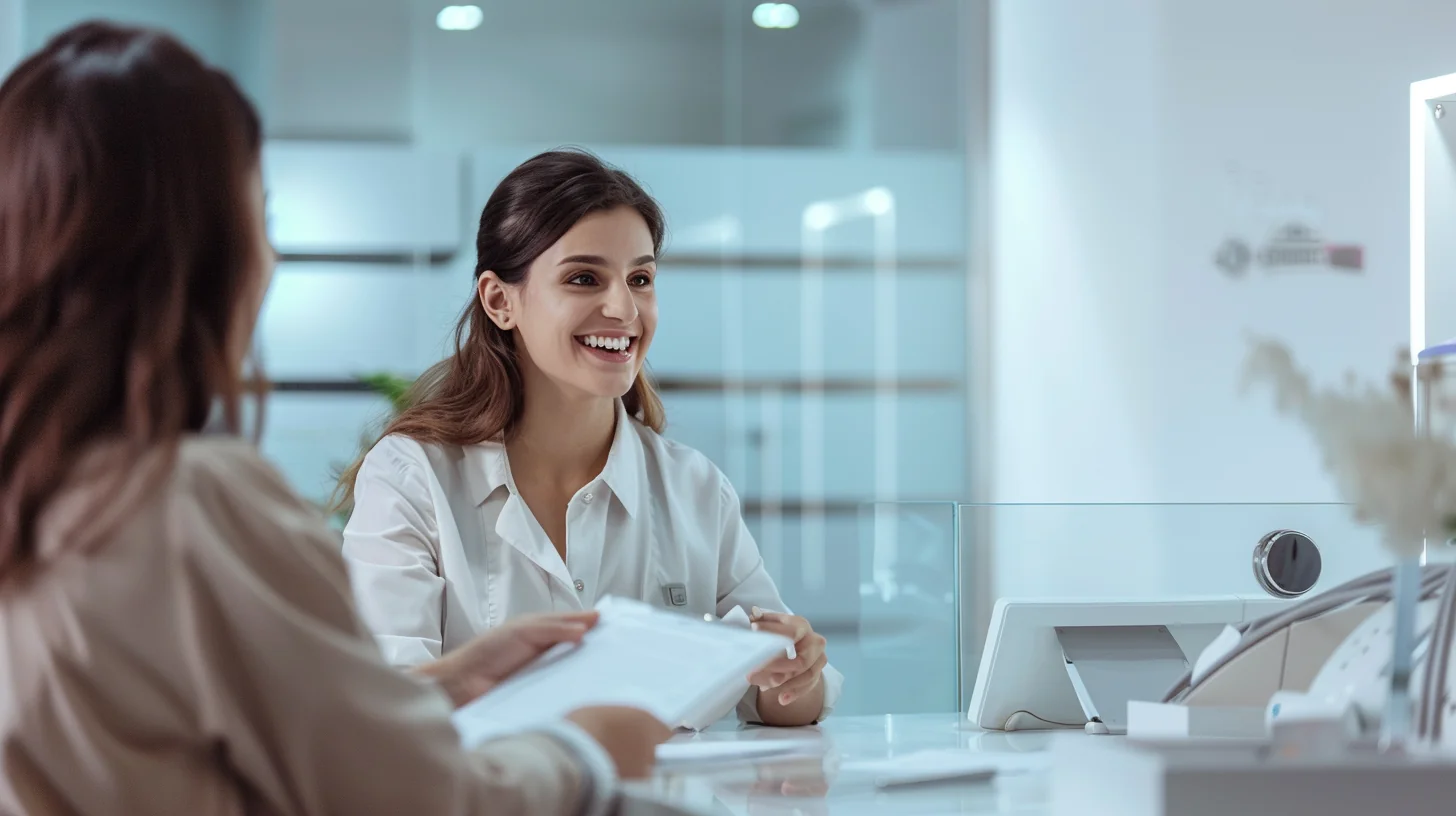 Dental care financing — dental clinic reception